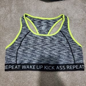 EUC Torrid sports bra 2X wake up kick ass repeat!